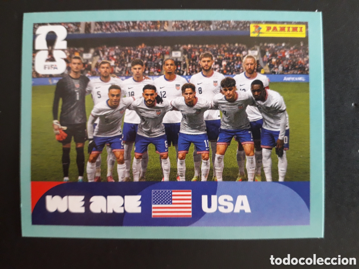 Cromos de f&uacute;tbol: EQUIPO ESTADOS UNIDOS USA 13 MUNDIAL F&Uacute;TBOL 2026 FIFA WORLD CUP PANINI SIN PEGAR PEDIDO M&Iacute;NIMO 3&euro;