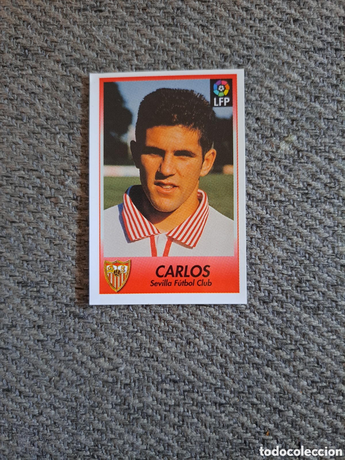 Cromos de f&uacute;tbol: Carlos. Sevilla. Bollycao Liga 96-97. &rdquo;Sigue la liga'