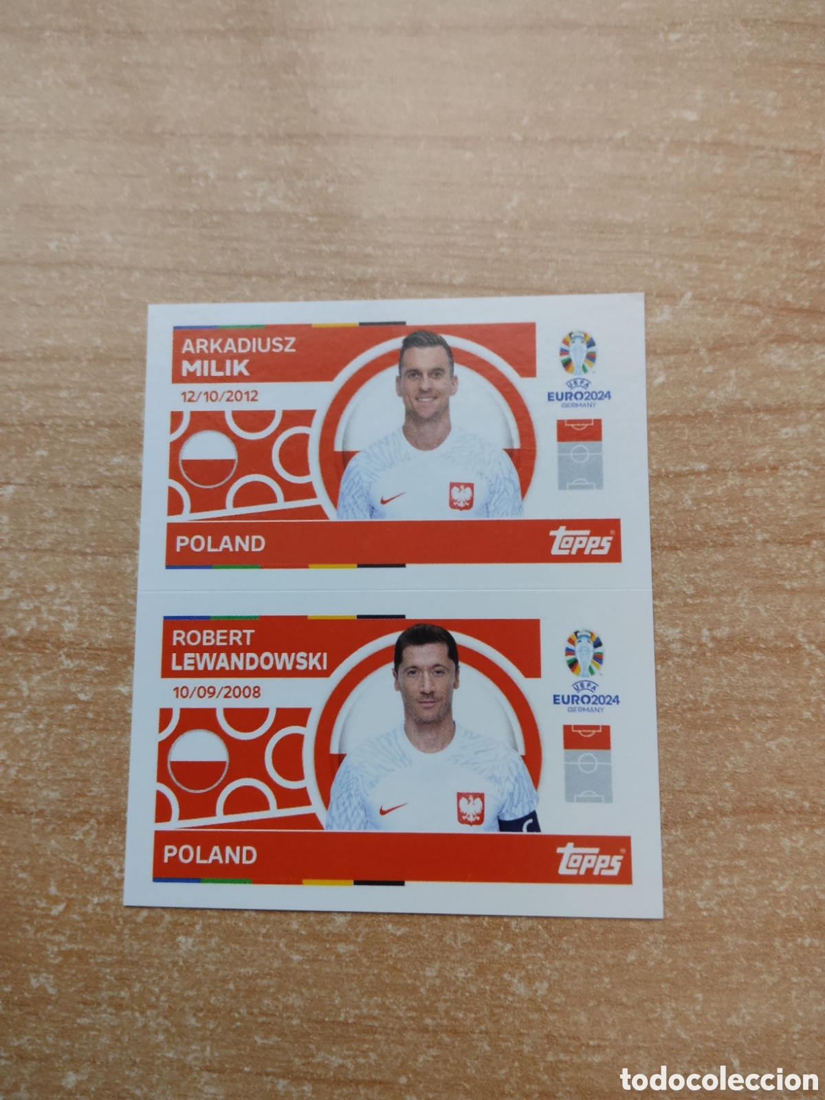 Cromos de f&uacute;tbol: 14 y 15 MILIK Y LEWANDOWSKI POLONIA EURO 2024 TOPPS