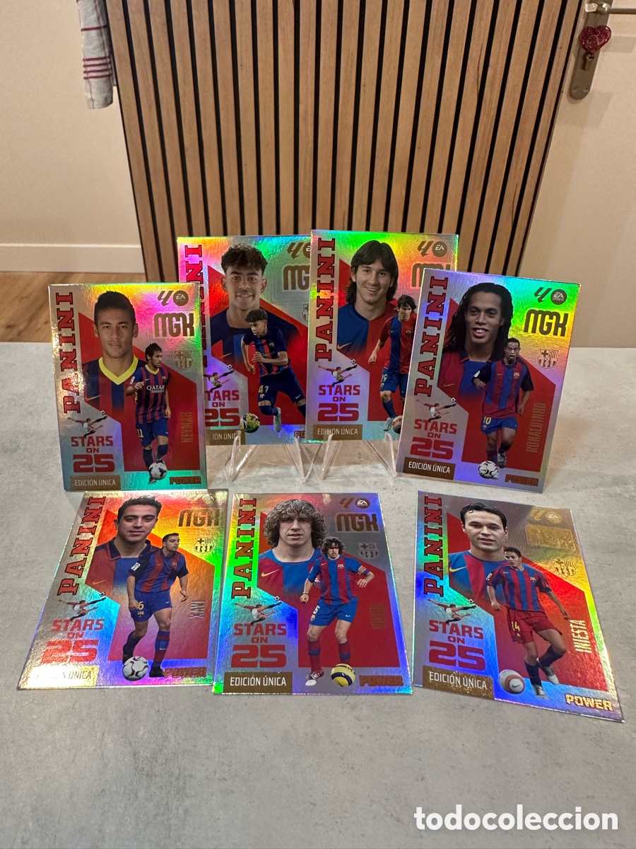 Cromos de f&uacute;tbol: Lote 7 Panini Stars on 25 Barcelona Messi Yamal Ronaldinho Neymar