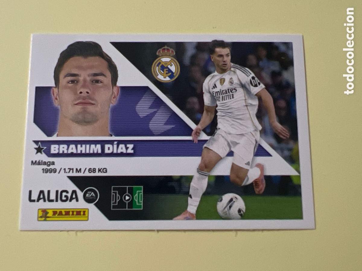 Cromos de f&uacute;tbol: E1296. Cromo Liga 2026 2027. 26 27. Brahim D&iacute;az. Real Madrid. N. &ordm; 16 B. ESTE. Panini