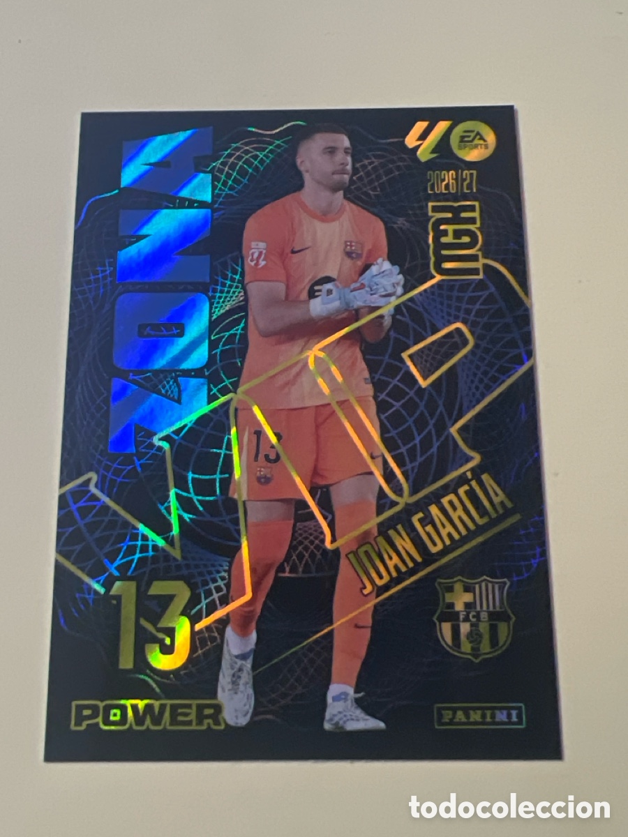 Cromos de f&uacute;tbol: E1302. P399 399P JOAN GARC&Iacute;A BARCELONA ZONA VIP POWER PARALELA MEGACRACKS 2026 2027 26 27
