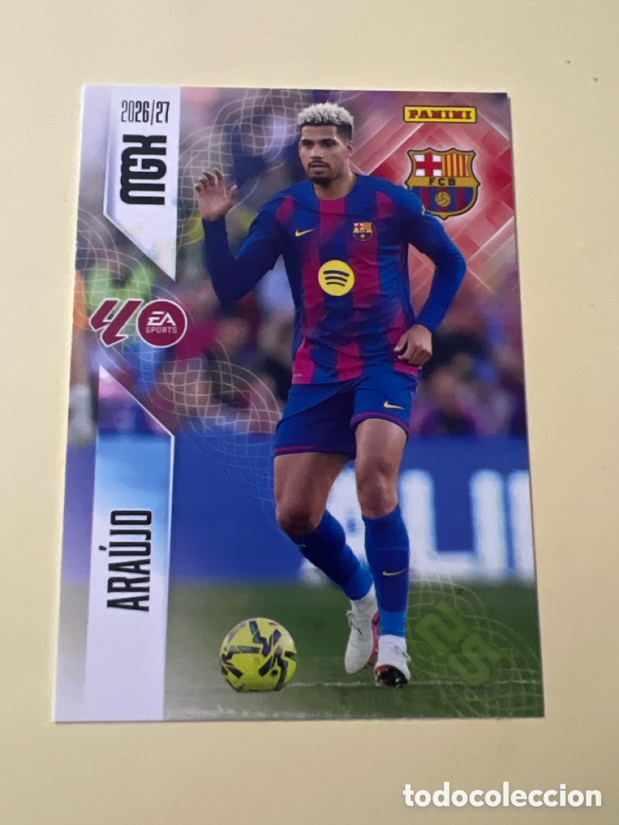 Cromos de f&uacute;tbol: E1305. MEGACRACKS MGK 2026 2027 26 27 PANINI N&ordm; N&ordm; 80 ARAUJO FC BARCELONA