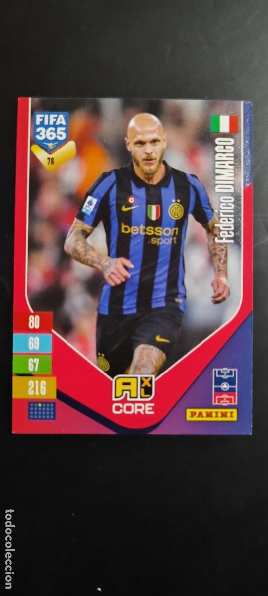 Figurine di Calcio: ADRENALYN XL FIFA 365 2027 CARD CORE BASTONI INTER # 76 PANINI