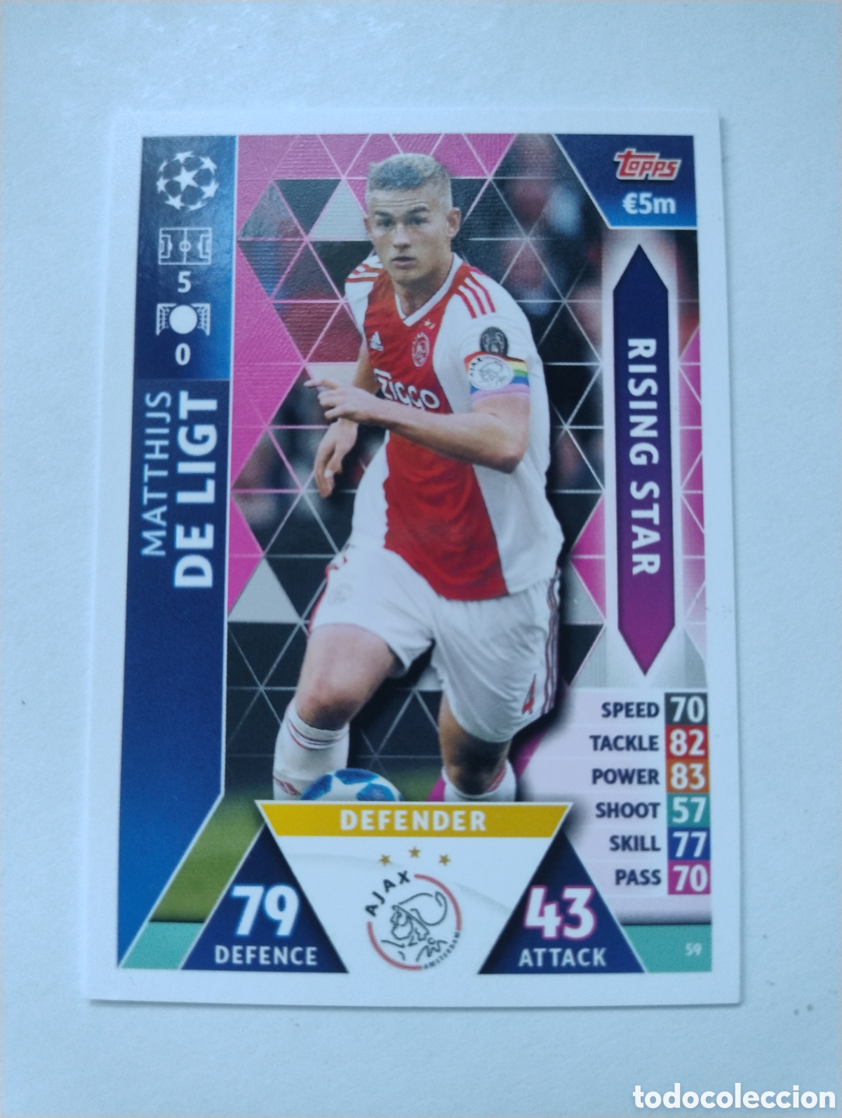 Cromos de f&uacute;tbol: 59 - De Ligt - Ajax - Topps Match Attax Road to Madrid 2021 Rising Star