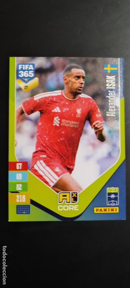 Football Stickers: ADRENALYN XL FIFA 365 2027 CARD CORE ISAK LIVERPOOL # 27 PANINI