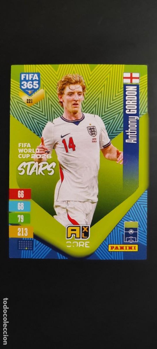 Cromos de f&uacute;tbol: ADRENALYN XL FIFA 365 2027 CARD CORE GORDON NGLATERRA # 221 PANINI