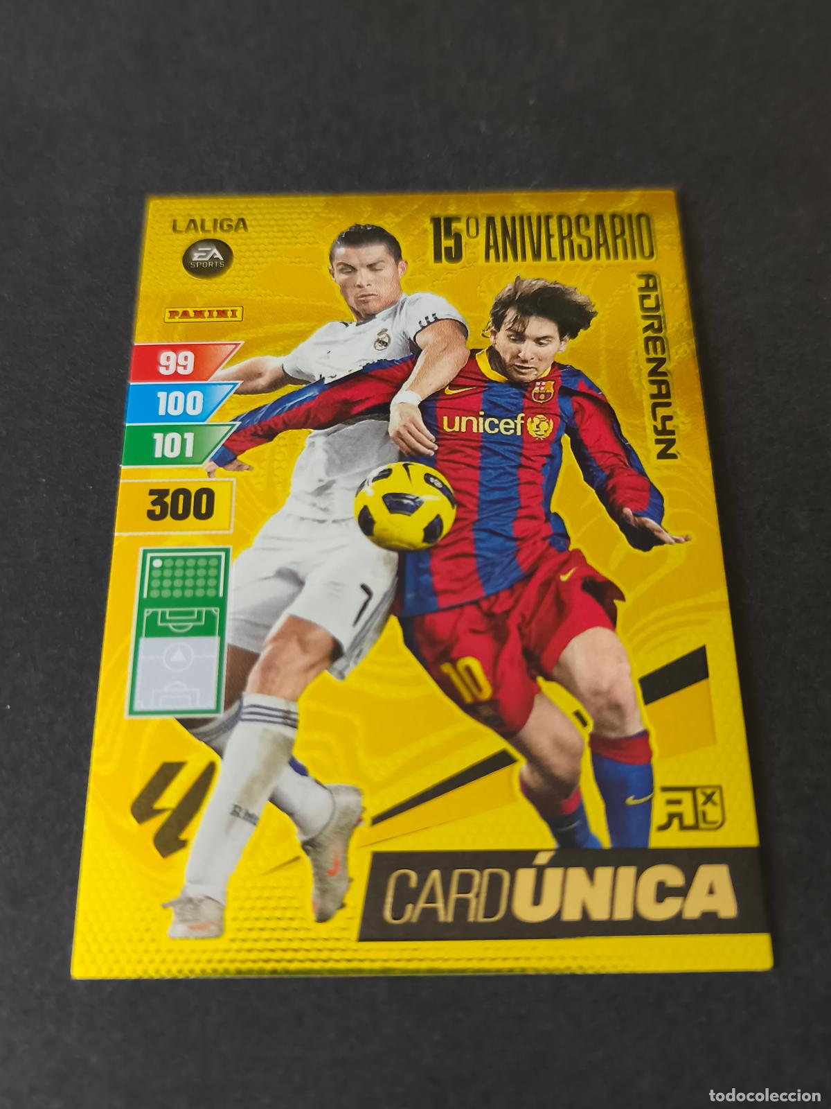 Cromos de f&uacute;tbol: CARD &Uacute;NICA MESSI CRISTIANO RONALDO REAL MADRID BARCELONA EDICI&Oacute;N LIMITADA ADRENALYN 2023 2024 23 24