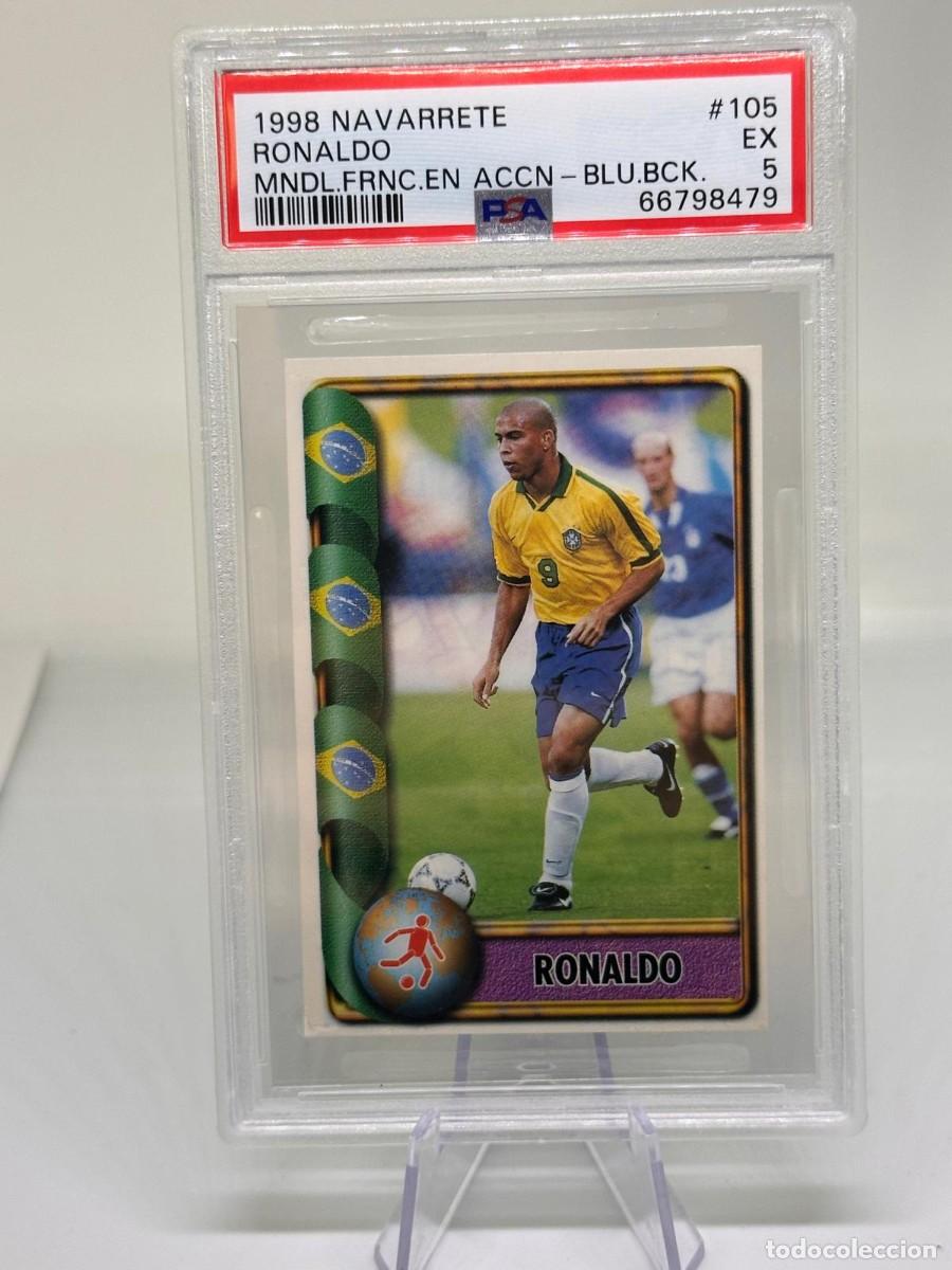 Cromos de f&uacute;tbol: Ronaldo #105 Brasil Mundial Francia Navarrete Blue Back 1998 PSA 5