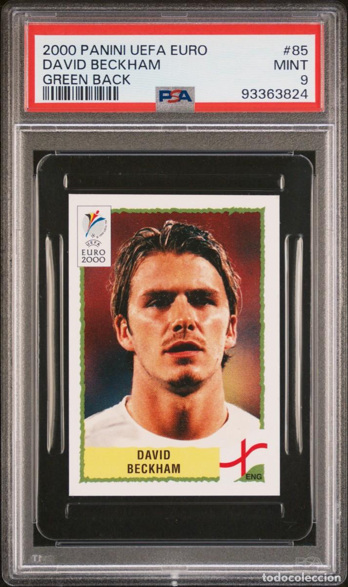 Cartes &agrave; collectionner de Football: David Beckham #85 England Green Back Rara Panini UEFA Euro 2000 Psa 9