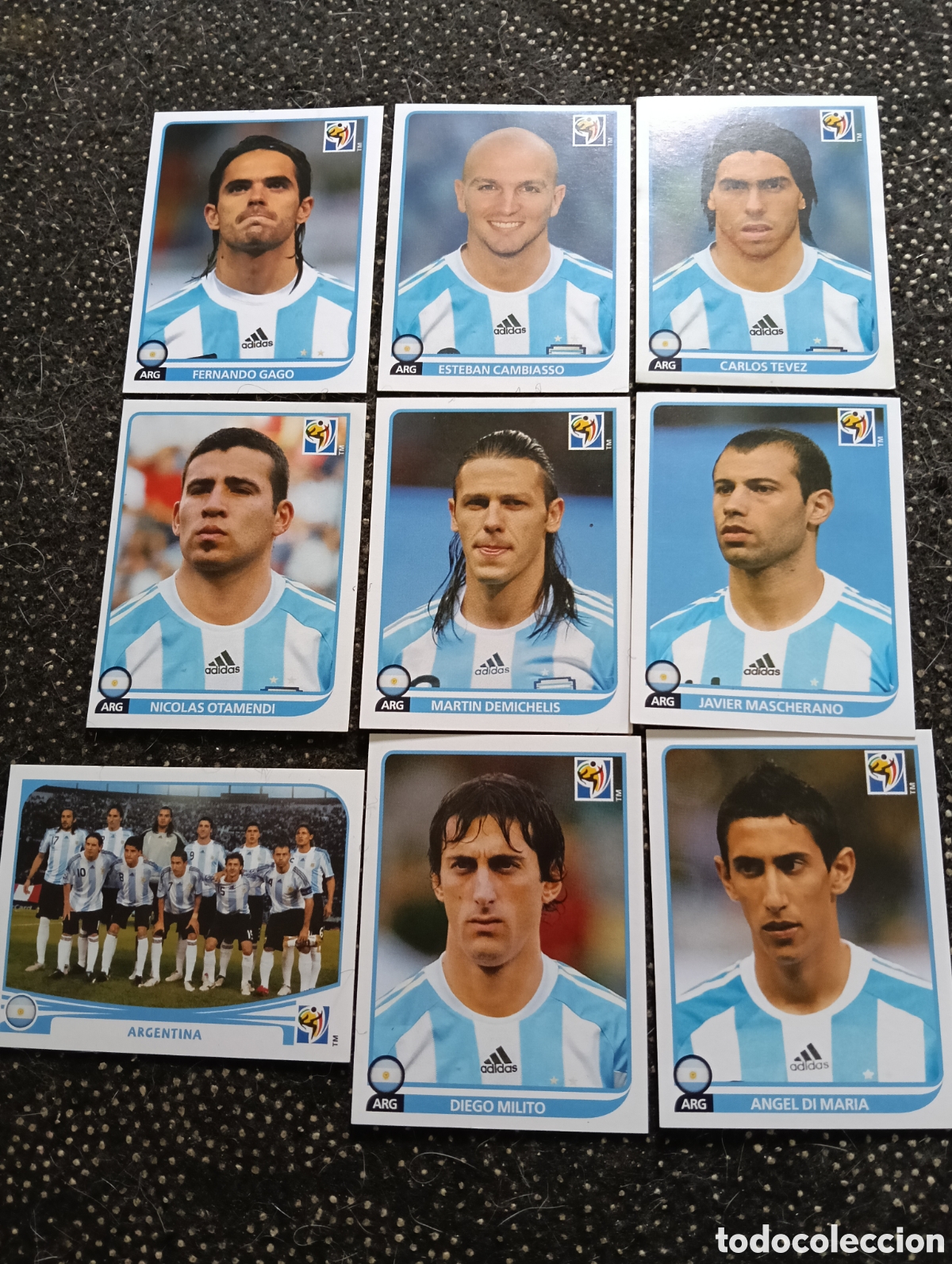 Cromos de f&uacute;tbol: Lote de 9 cromos Selecci&oacute;n de Argentina mundial 2010