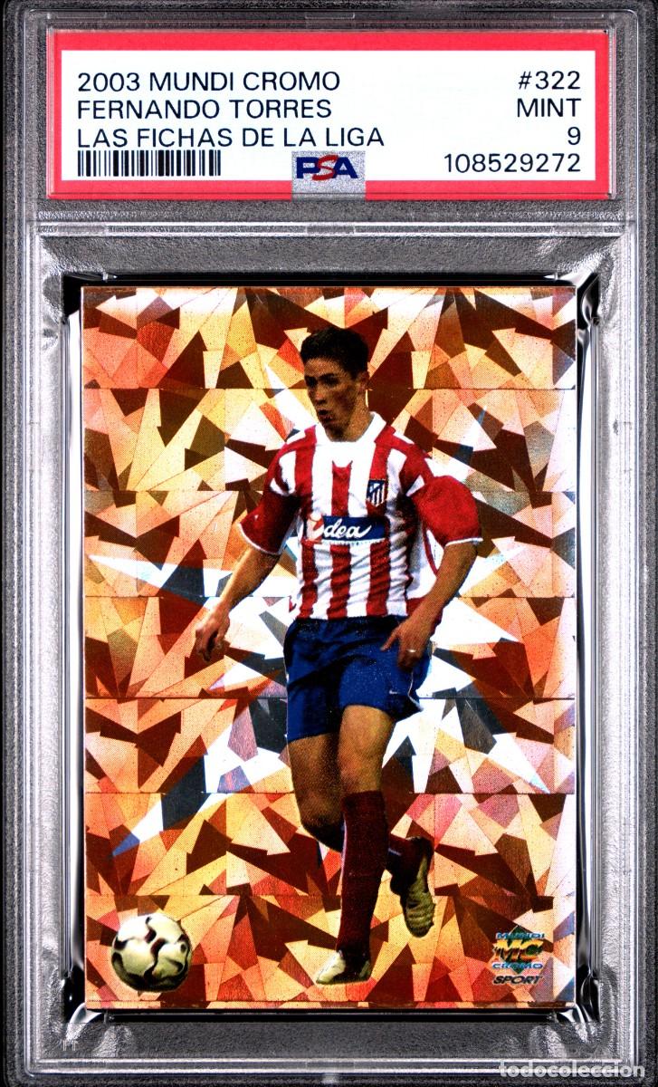 Cromos de f&uacute;tbol: Fernando Torres #322 Atletico de Madrid Mundicromo Fichas de la Liga 2003 Psa 9