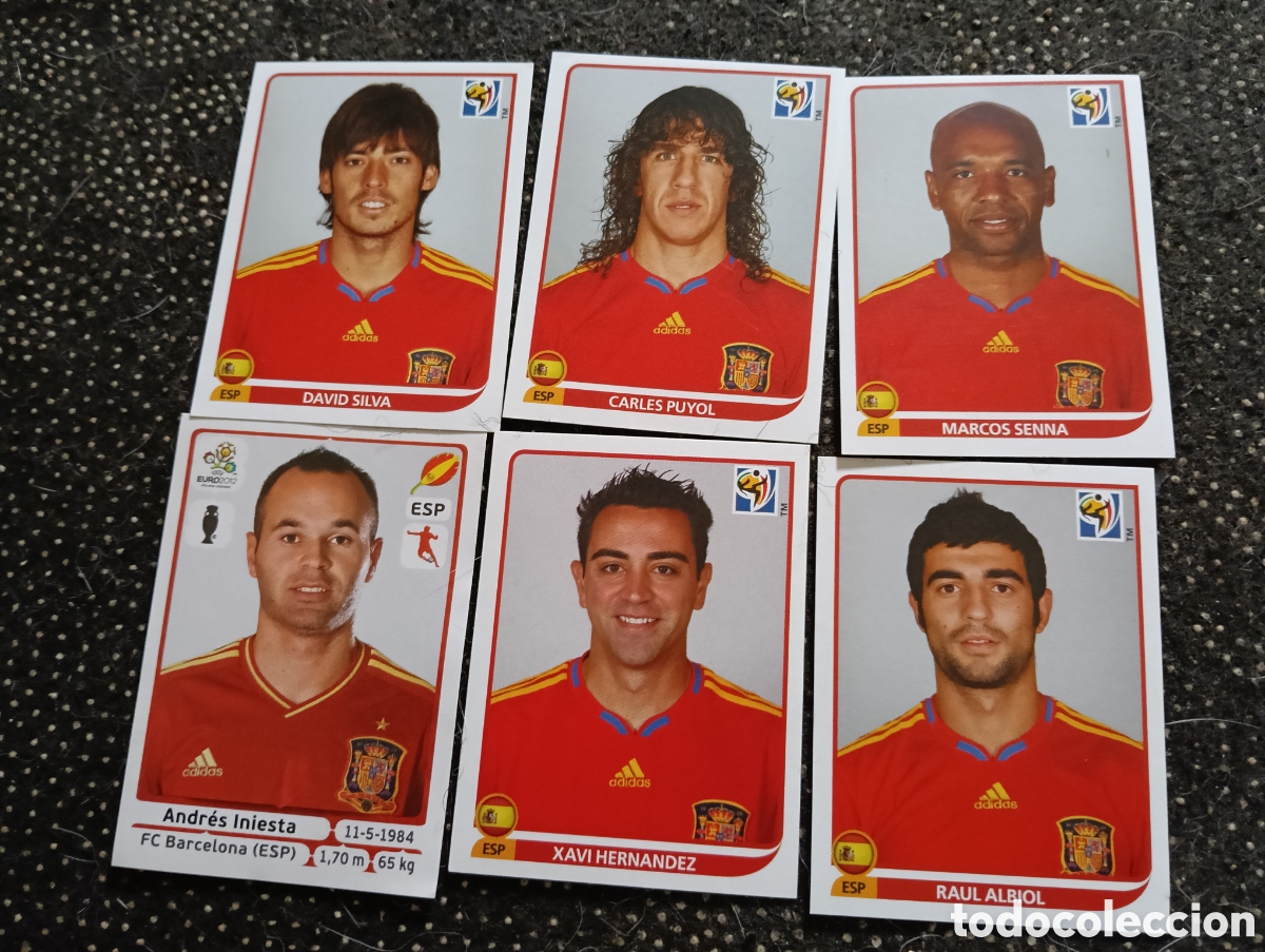 Fu&szlig;ball-Sticker: Lote de 6 cromos Selecci&oacute;n de Espa&ntilde;a mundial 2010
