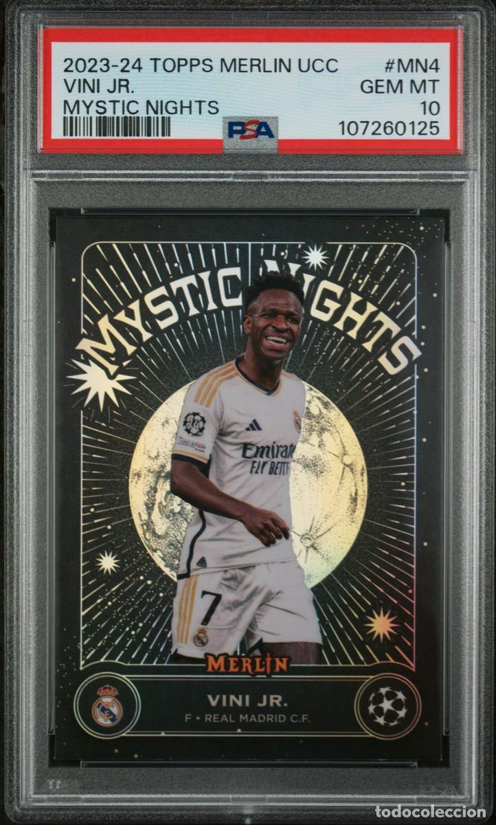 Fu&szlig;ball-Sticker: Vinicius #MN4 Real Madrid Topps Merlin UCC Mystic Nights 2023 24 PSA 10
