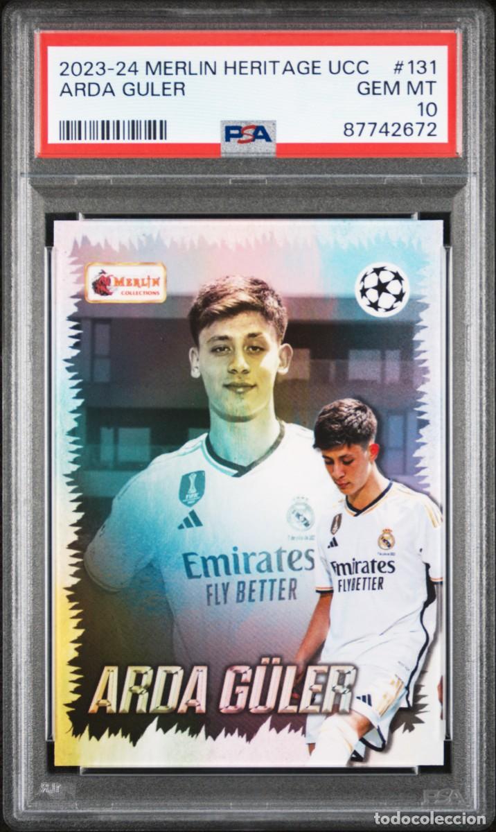 Cromos de f&uacute;tbol: Arda Guler #131 Real Madrid Topps Merlin Heritage UCC 2023 24 PSA 10