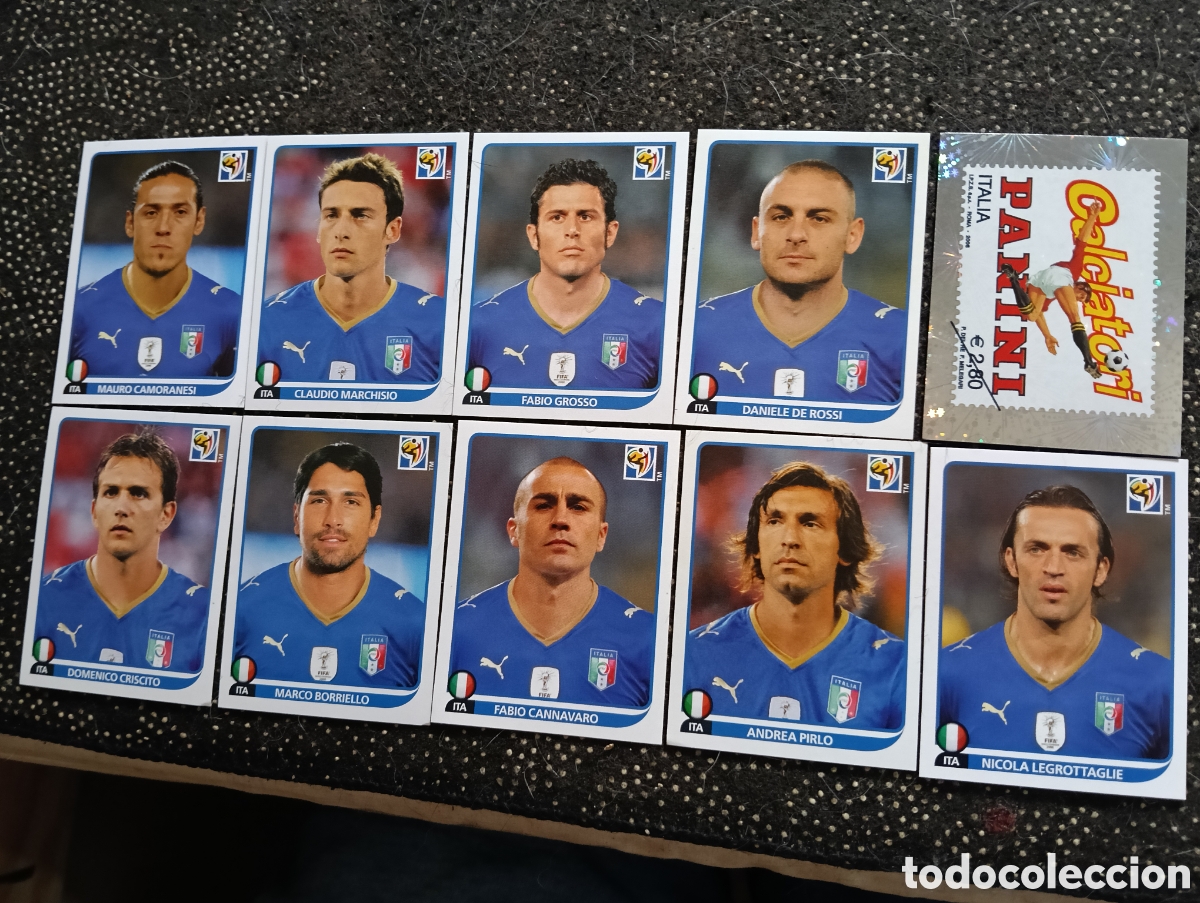 Football Stickers: Lote de 10 cromos Seleccion de Italia mundial 2010