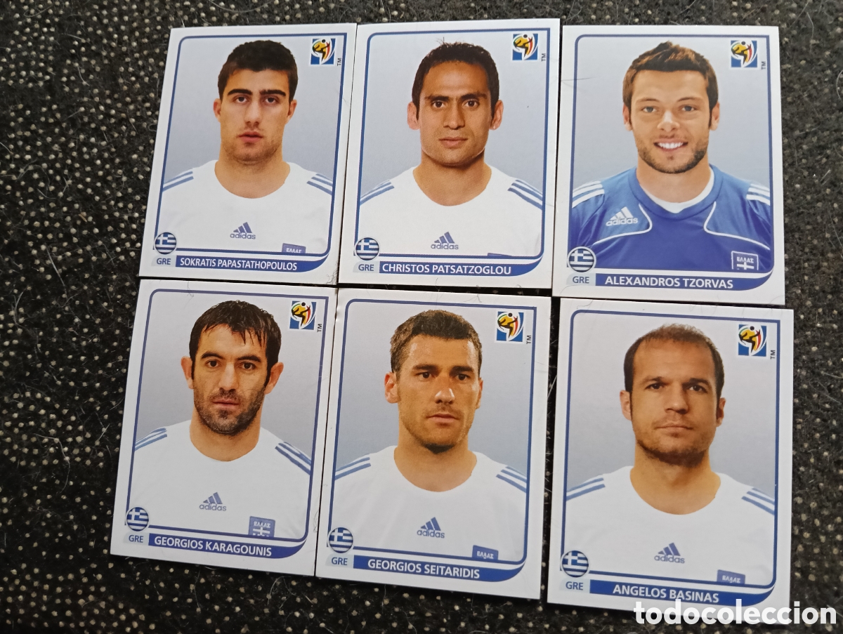 Football Stickers: Lote de 6 cromos Seleccion de Grecia mundial 2010