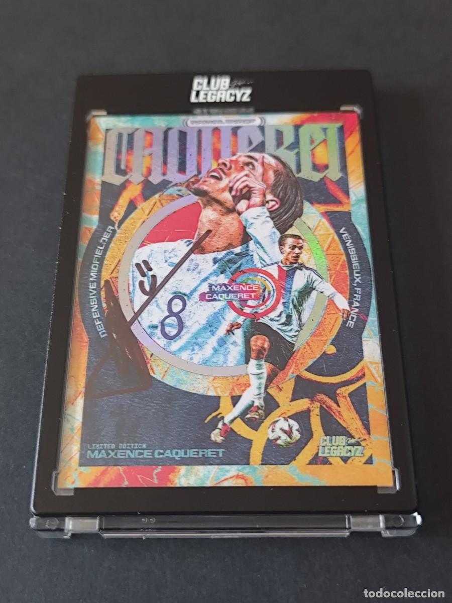 Football Stickers: MAXENCE CAQUERET AUT&Oacute;GRAFO ORIGINAL AUTO /20 CLUB LEGACYZ RADIAL BURST PRESTIGE EDITION 2026