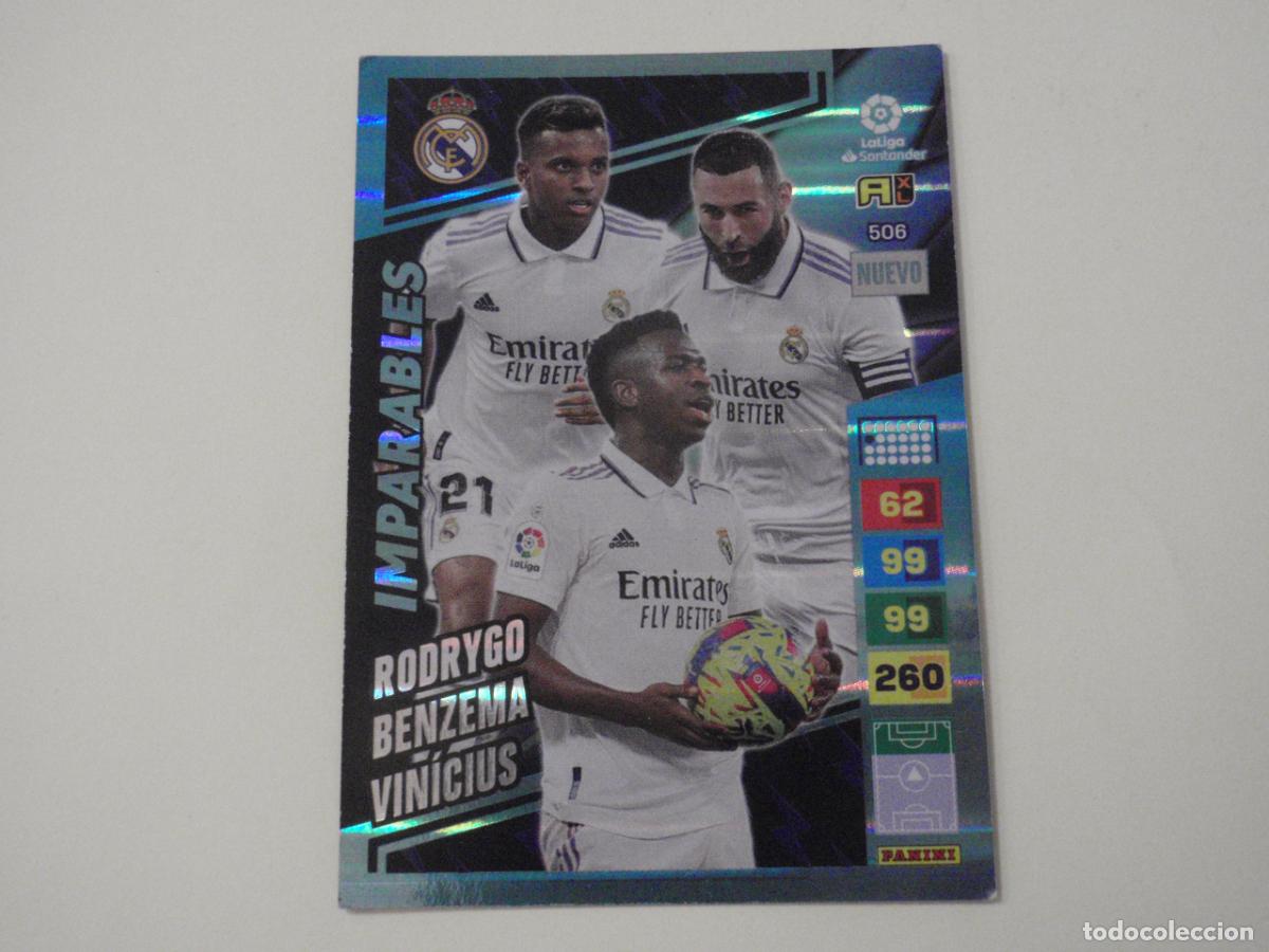 Cromos de f&uacute;tbol: 506 RODRYGO BENZEMA VINICIUS NUEVO IMPARABLES. Trading card LIGA Adrenalyn 2022 2023 Panini 22 23