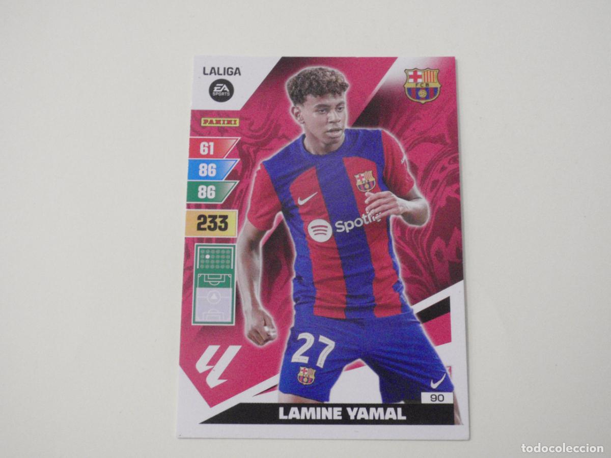 Figurine di Calcio: Cromo carta 90 LAMINE YAMAL Barcelona. Trading card LIGA Adrenalyn XL 2023 2024 Panini. 23 24