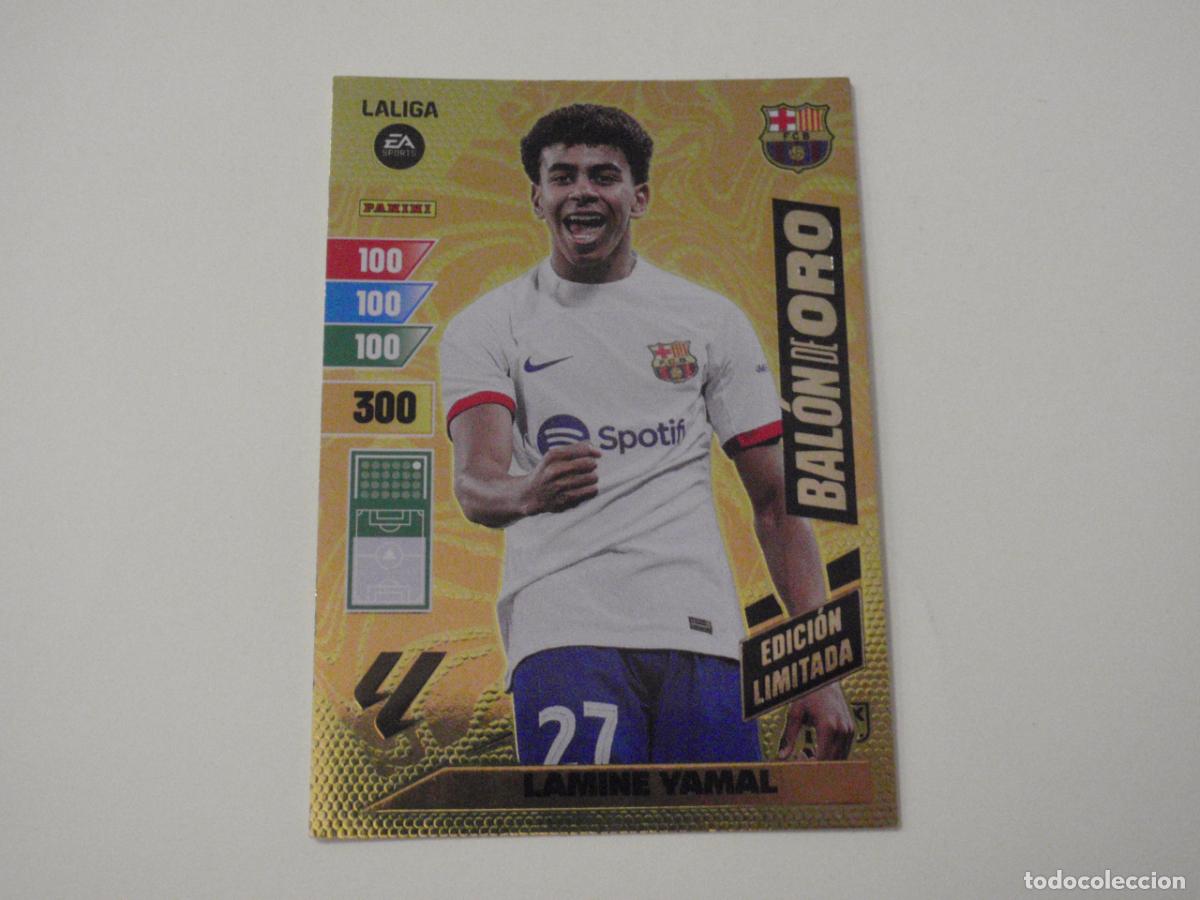 Cromos de f&uacute;tbol: LAMINE YAMAL BALON DE ORO EDICI&Oacute;N LIMITADA. Trading card LIGA Adrenalyn XL 2023 2024 Panini. 23 24