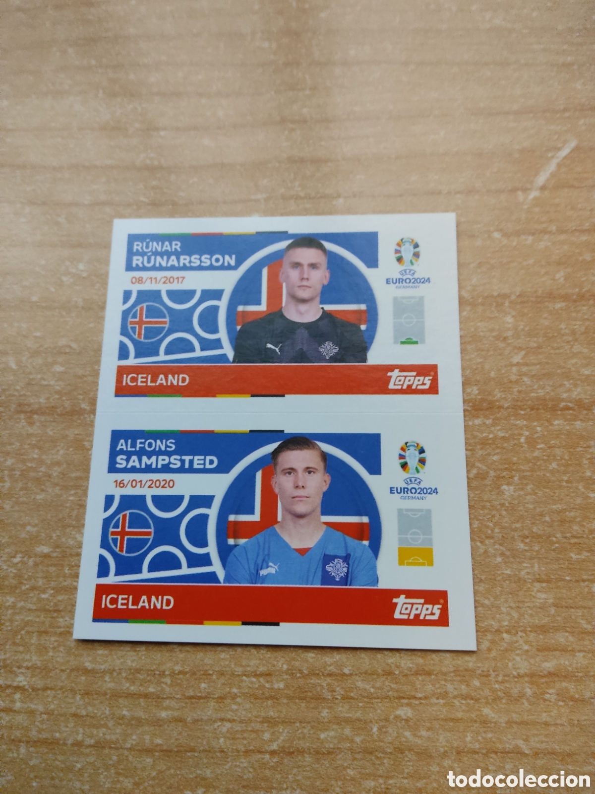 Cromos de f&uacute;tbol: 2 y 3 RUNARSSON Y SAMPSTED ISLANDIA EURO 2024 TOPPS