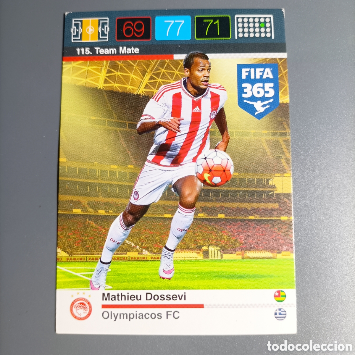 Cromos de f&uacute;tbol: ADRENALYN 2016 Panini FIFA 365. (OLYMPIACOS FC). Team Mate. №115 MATHIEU DOSSEVI
