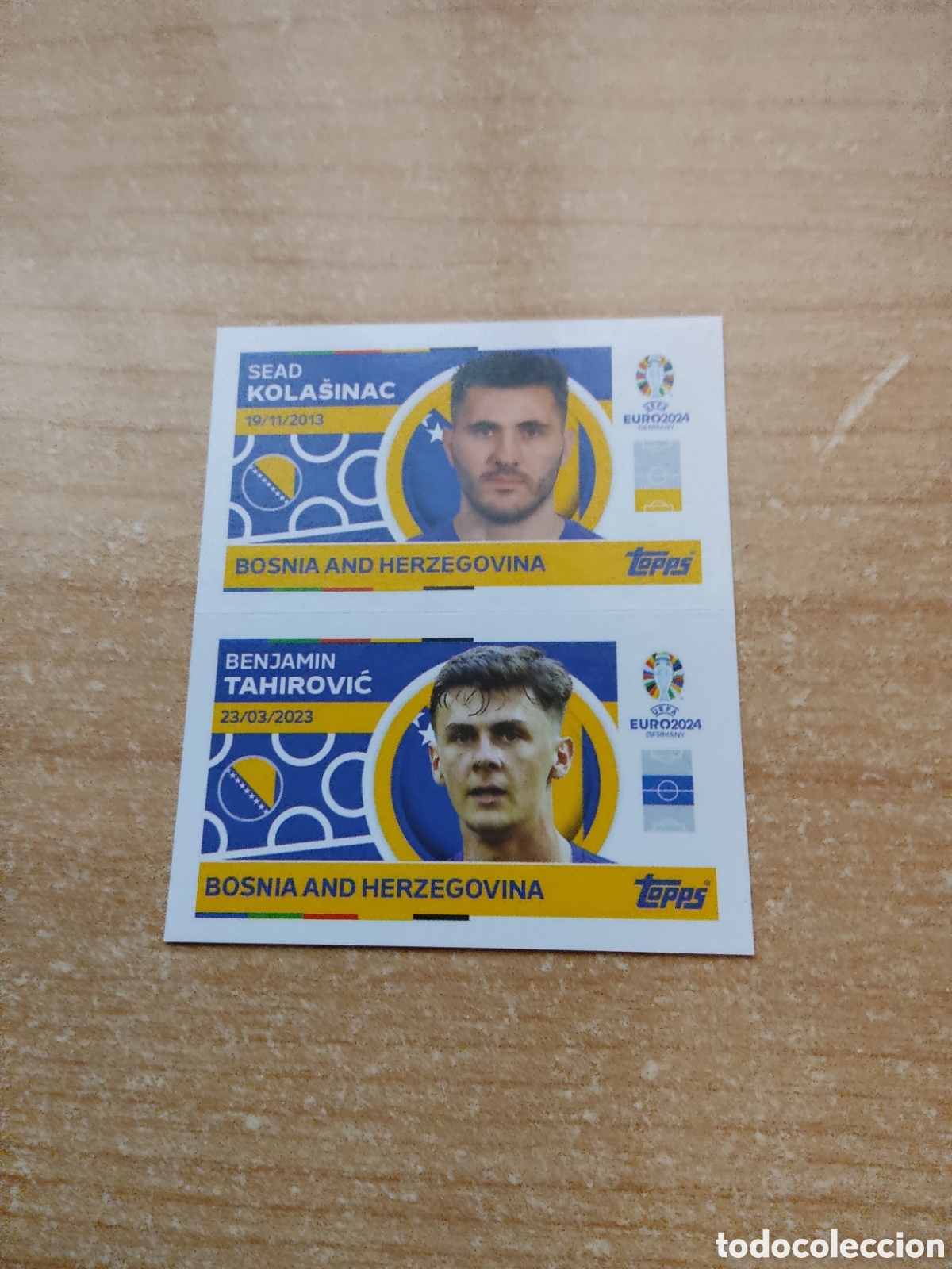 Cromos de f&uacute;tbol: 6 y 7 KOLASINAC Y TAHIROVIC BOSNIA Y HERZEGOVINA EURO 2024 TOPPS