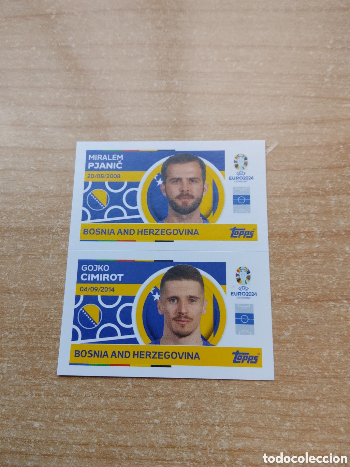 Cromos de f&uacute;tbol: 8 y 9 PJANIC Y CIMIROT BOSNIA Y HERZEGOVINA EURO 2024 TOPPS