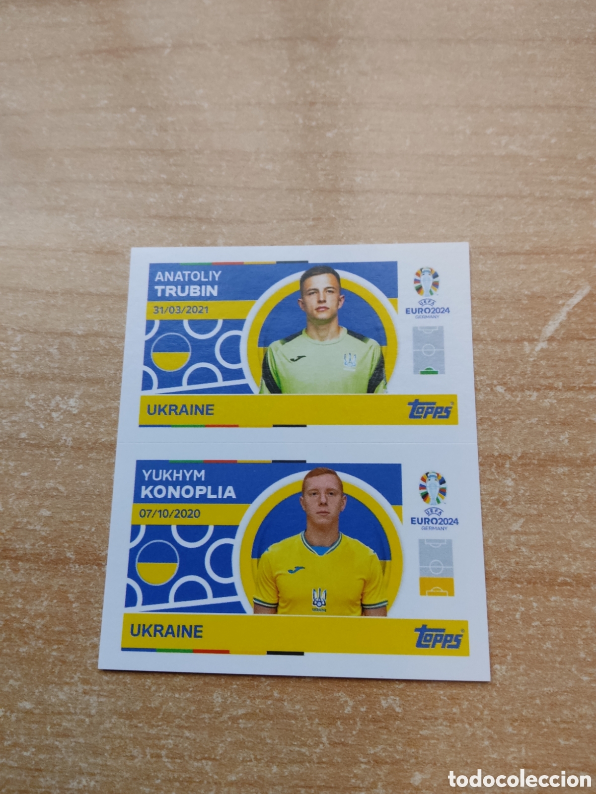 Cromos de f&uacute;tbol: 2 y 3 TRUBIN Y KONOPLIA UCRANIA EURO 2024 TOPPS