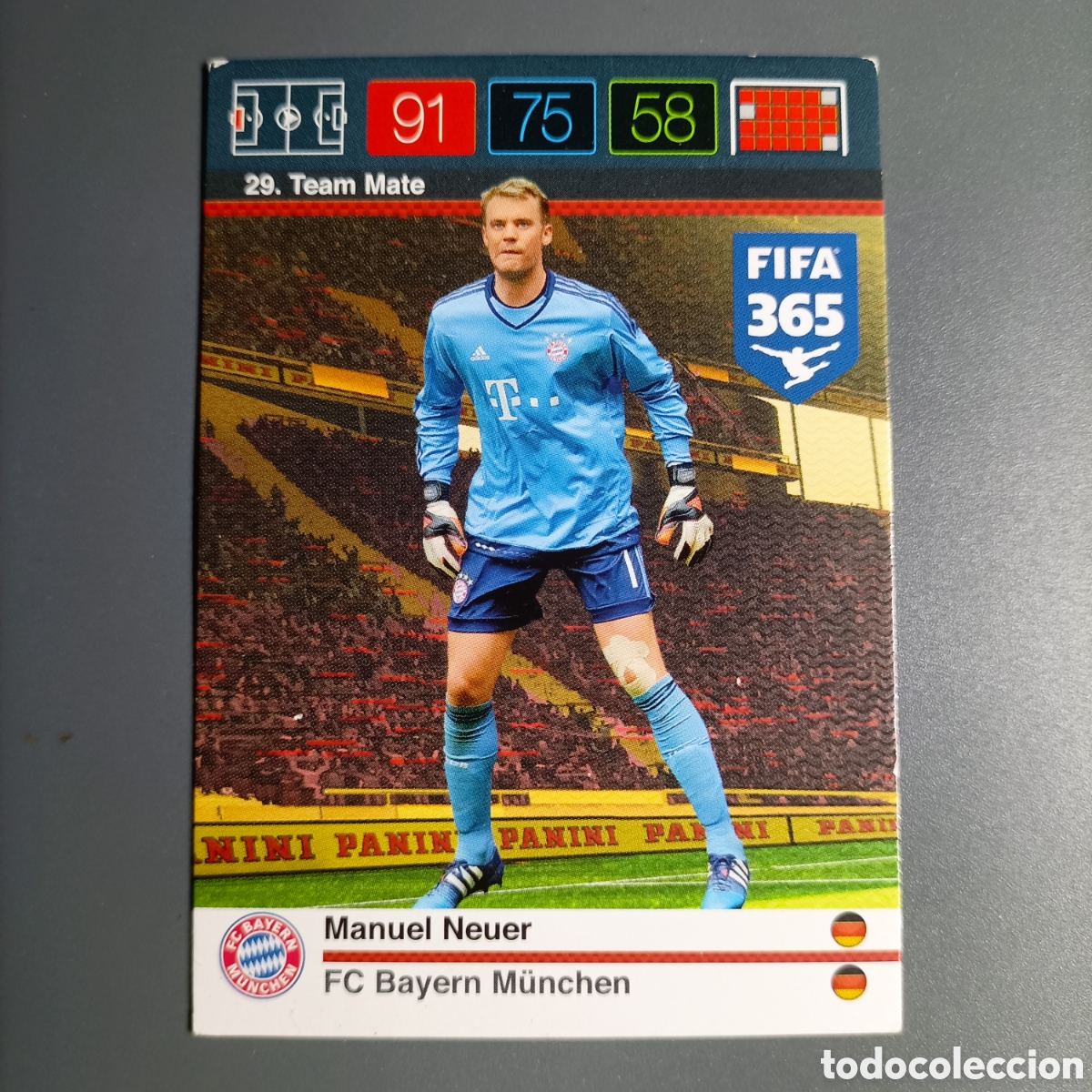 Cromos de f&uacute;tbol: ADRENALYN 2016 Panini FIFA 365. (FC BAYERN M&Uuml;NCHEN). Team Mate. №29 MANUEL NEUER
