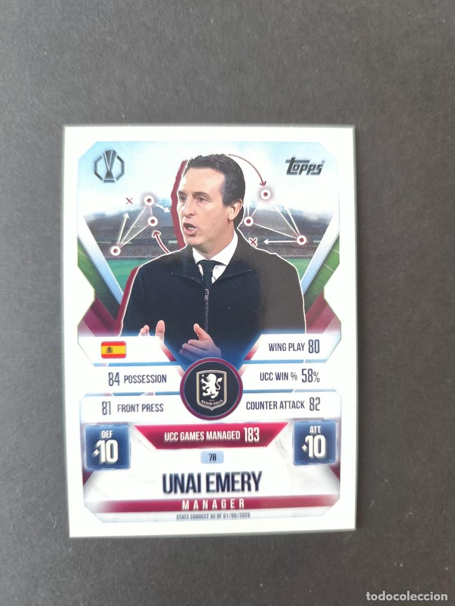 Football Stickers: 78 UNAI EMERY MANAGER ASTON VILLA MATCH ATTAX EXTRA 2025 2026 25 26 TOPPS