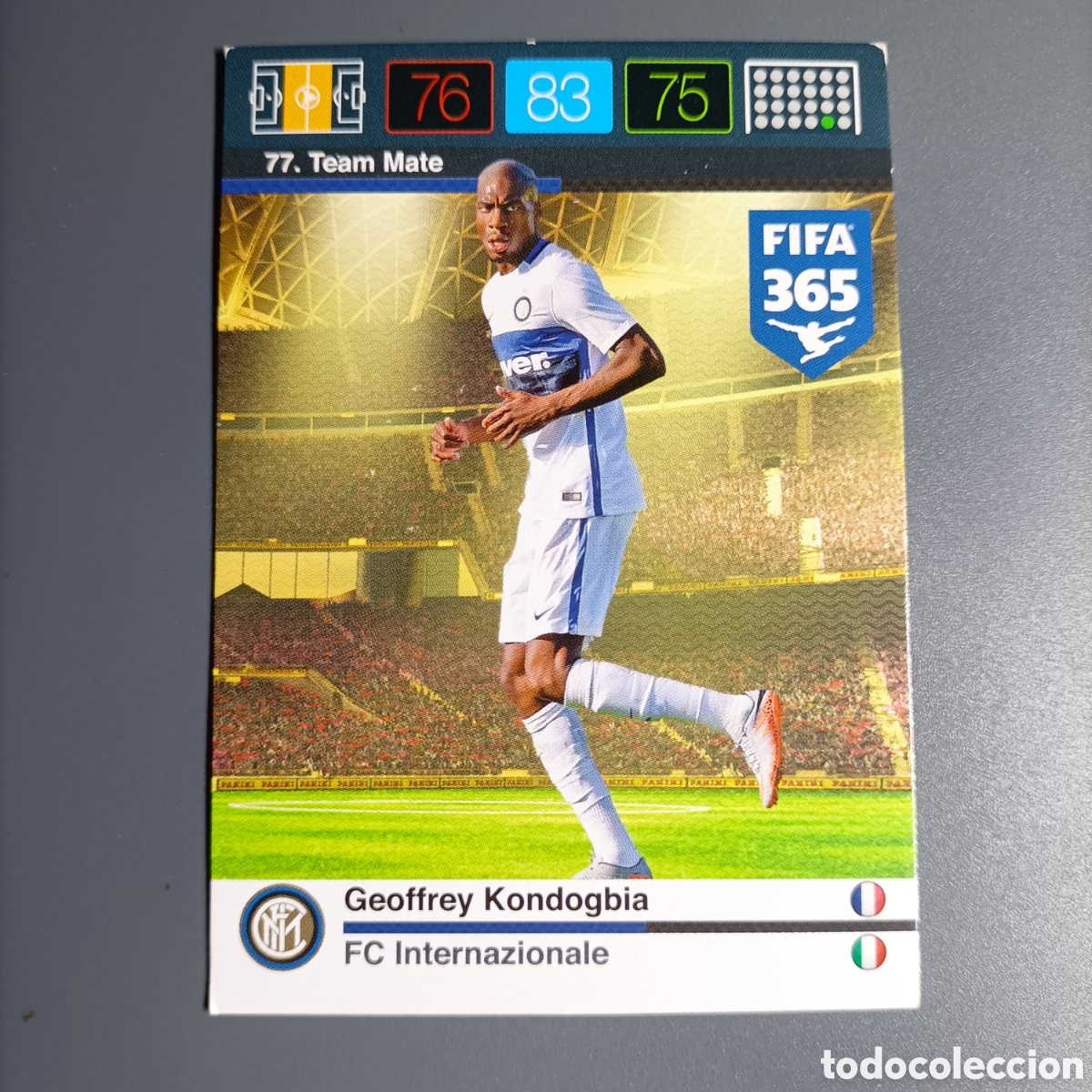 Football Stickers: ADRENALYN 2016 Panini FIFA 365. (FC INTERNAZIONALE). Team Mate. №77 GEOFFREY KONDOGBIA