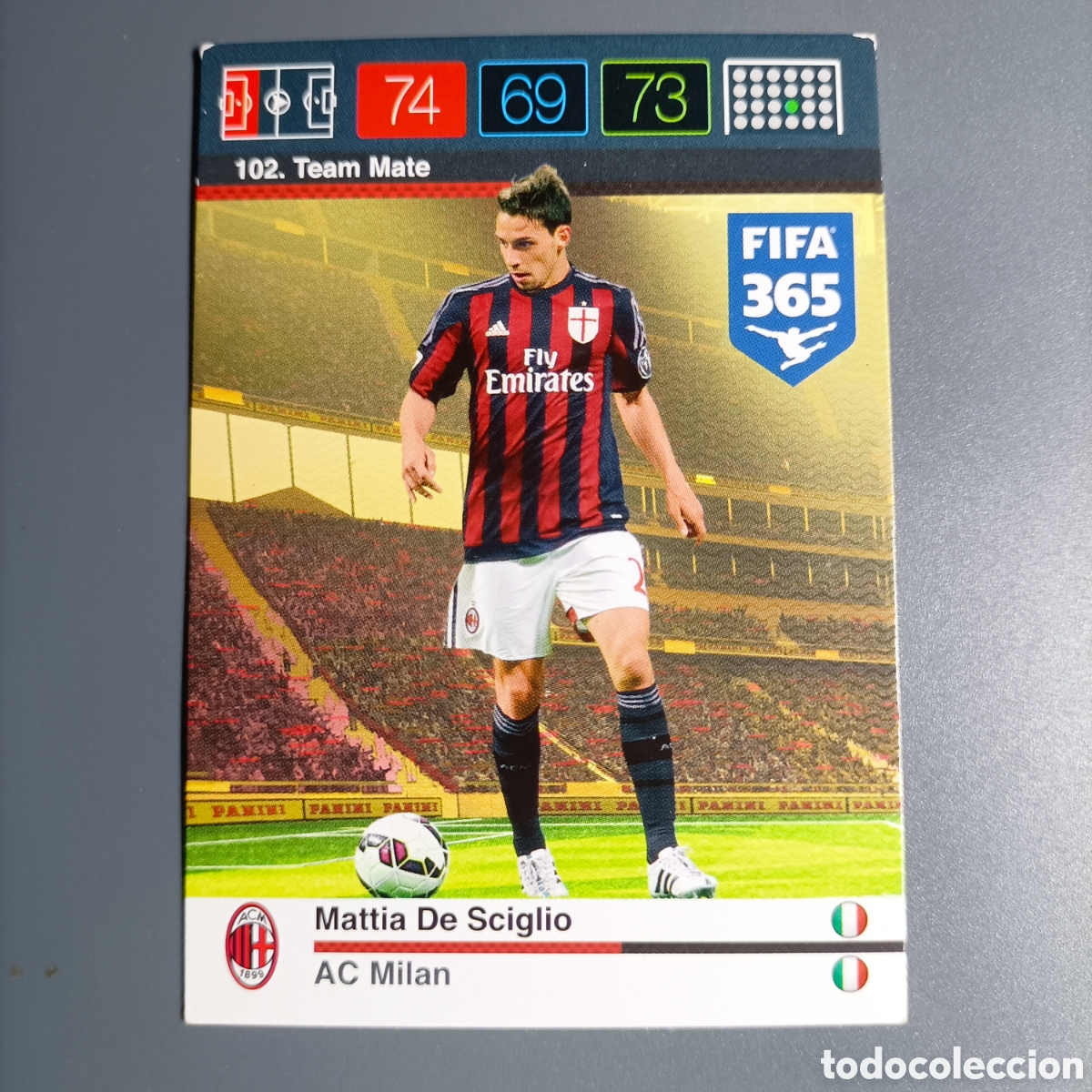 Cromos de Futebol: ADRENALYN 2016 Panini FIFA 365. (AC MILAN). Team Mate. №102 MATTIA DE SCIGLIO