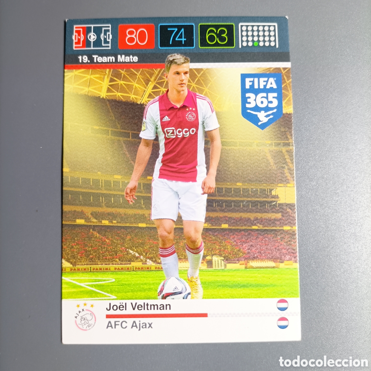 Cromos de Futebol: ADRENALYN 2016 Panini FIFA 365. (AFC AJAX). Team Mate. №19 JOEL VELTMAN