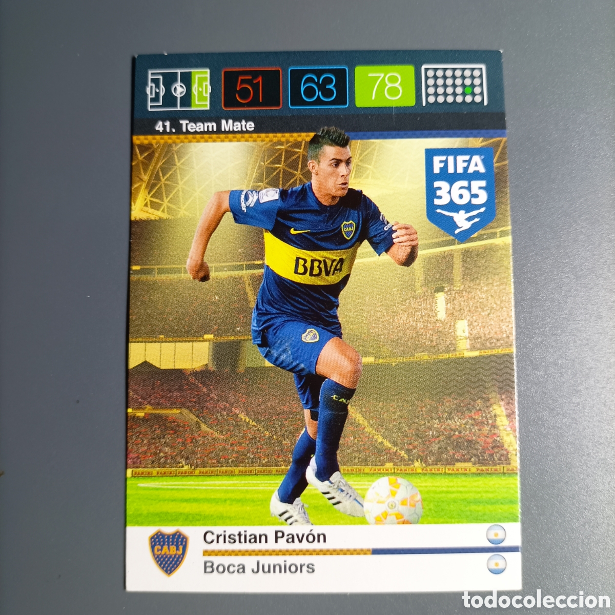 Figurine di Calcio: ADRENALYN 2016 Panini FIFA 365. (BOCA JUNIORS). Team Mate. №41 CRISTIAN PAVON