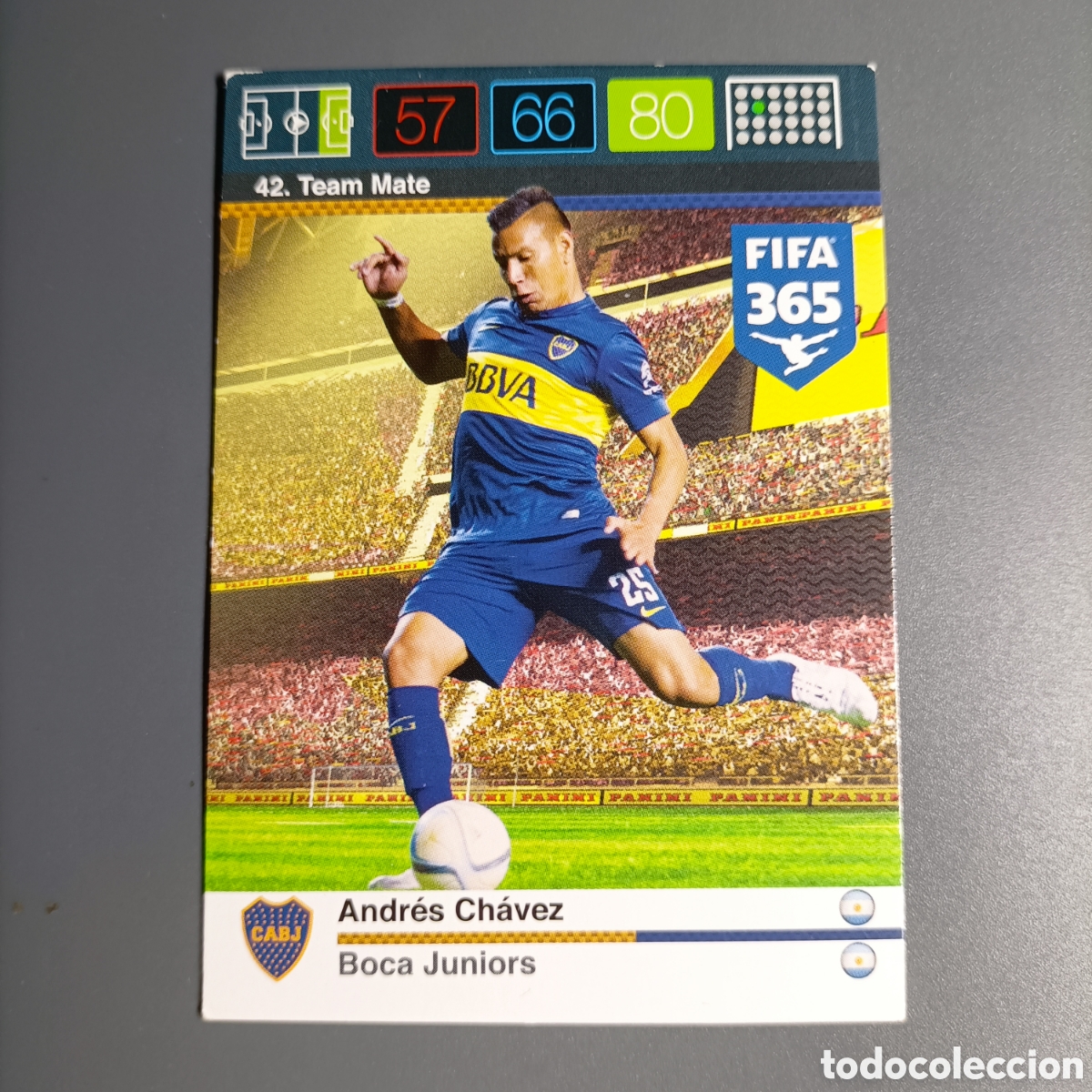 Figurine di Calcio: ADRENALYN 2016 Panini FIFA 365. (BOCA JUNIORS). Team Mate. №42 ANDRES CHAVEZ