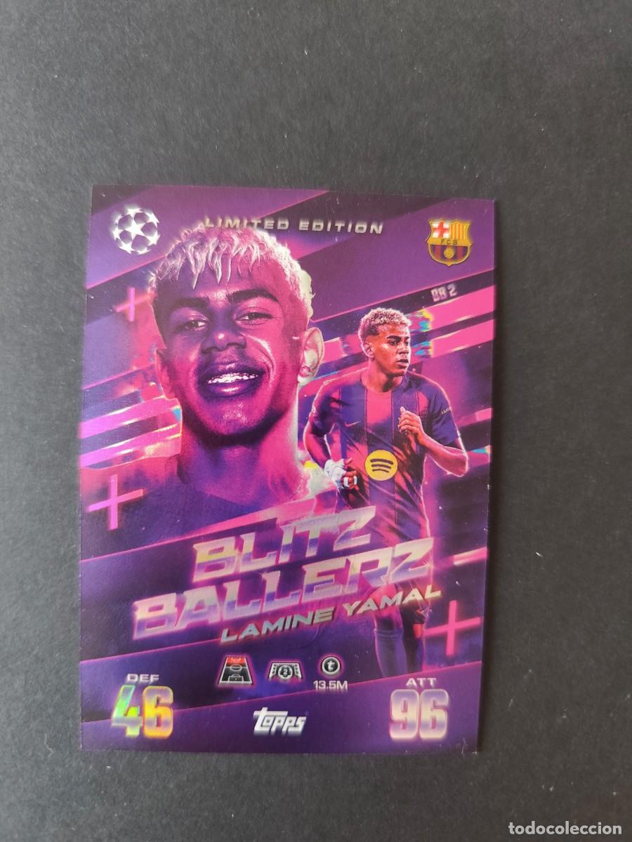 Cromos de f&uacute;tbol: LAMINE YAMAL BARCELONA BLITZ BALLERZ LIMITED EDITION LIMITADA MATCH ATTAX EXTRA 2025 2026 26 TOPPS
