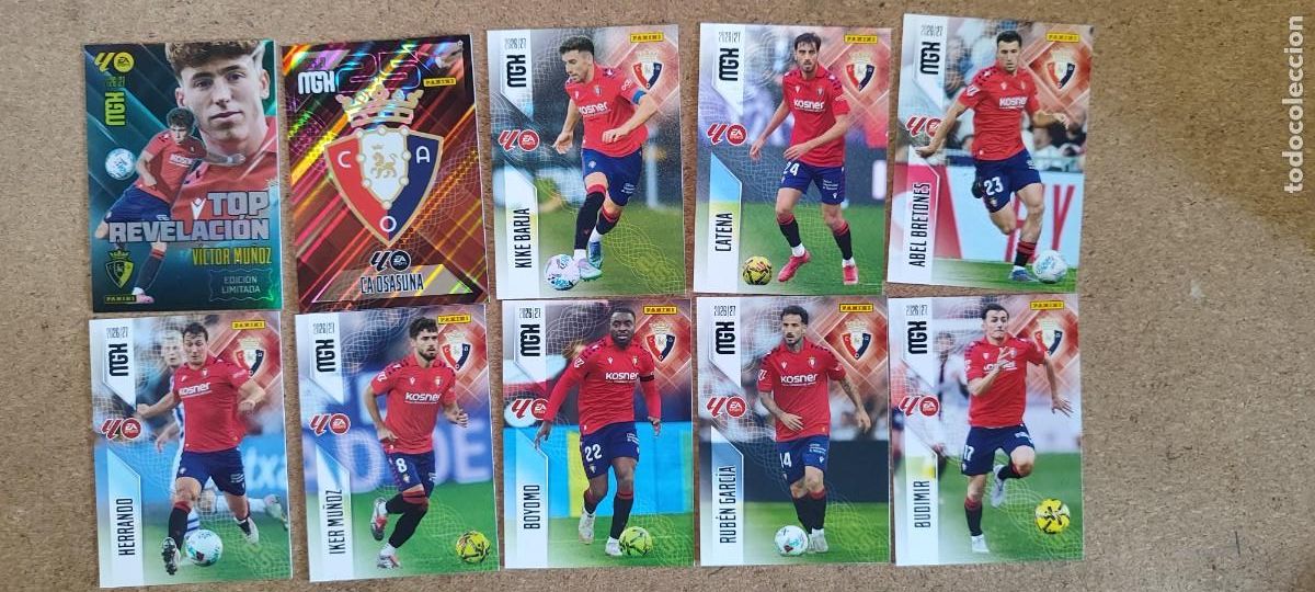Football Stickers: MEGACRACKS 26/27 LOTE DE 10 CARTAS DEL OSASUNA CON TOP REVELACION VICTOR MU&Ntilde;OZ # PANINI 26/27