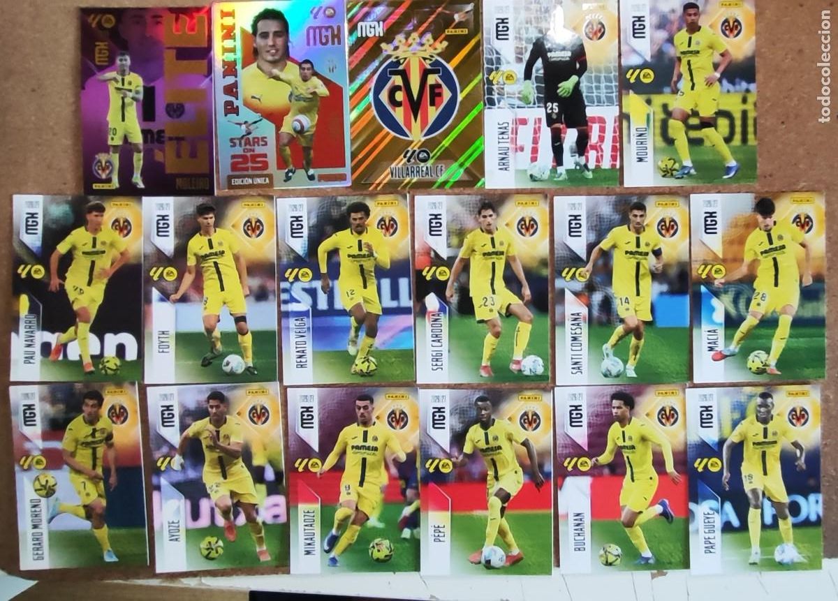 Football Stickers: MEGACRACKS 26/27 LOTE DE 17 CARTAS DEL VILLARREAL CON CAZORLA Y ESPECIAL # PANINI 26/27