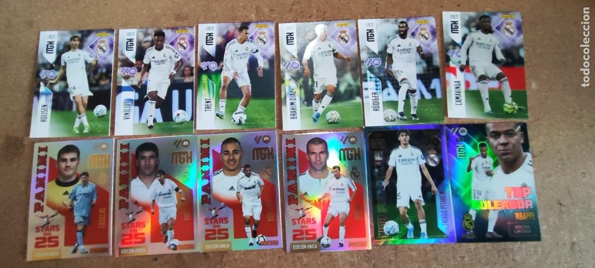 Cromos de f&uacute;tbol: MEGACRACKS 26/27 LOTE DE 12 CARTAS DEL REAL MADRID CON TOP GOLEADOR MBAPPE # PANINI 26/27
