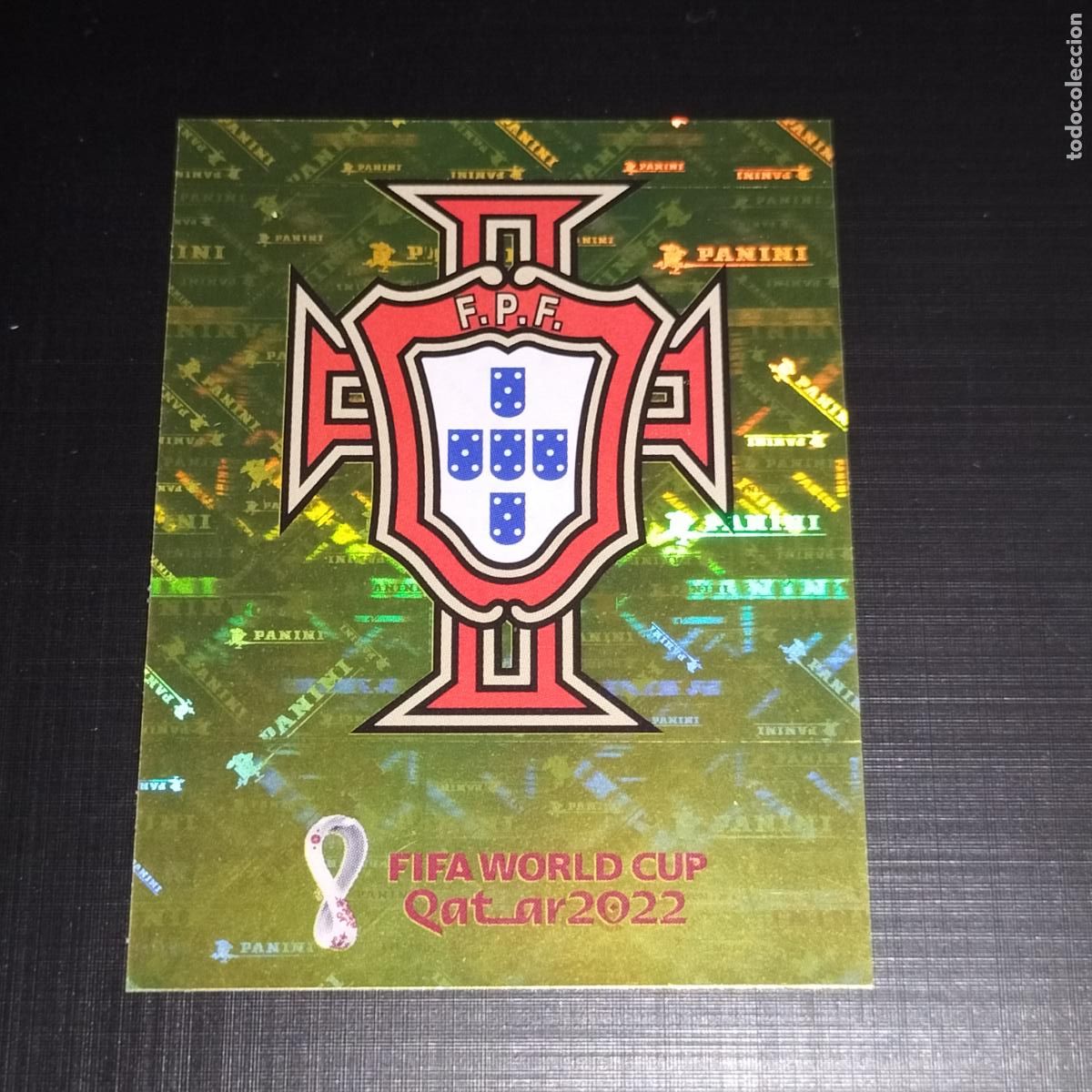 Cromos de f&uacute;tbol: POR 2 ESCUDO LOGO PORTUGAL CROMOS STICKER MUNDIAL QTAR 22 2022 FIFA WORLD CUP PANINI