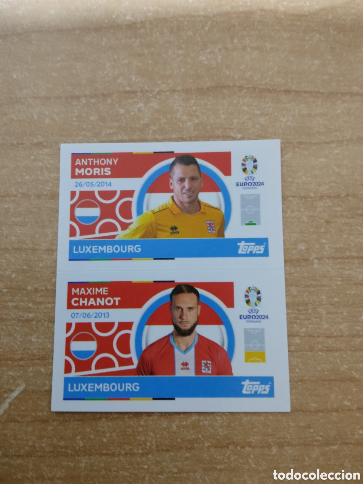 Cromos de f&uacute;tbol: 2 y 3 MORIS Y CHANOT LUXEMBURGO EURO 2024 TOPPS