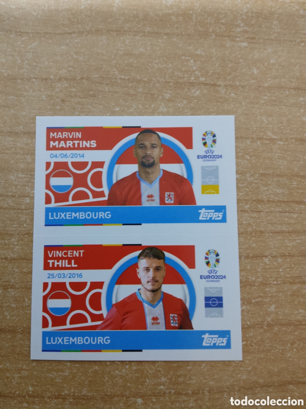 Cromos de f&uacute;tbol: 8 y 9 MARTINS Y THILL LUXEMBURGO EURO 2024 TOPPS