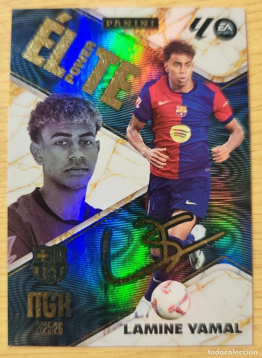 Cromos de f&uacute;tbol: CARD FOOTBALL Liga 2025-26- MGK- MEGACRACKS-Lamine Yamal- FC Barcelona- Elite Firma Autografo PANINI