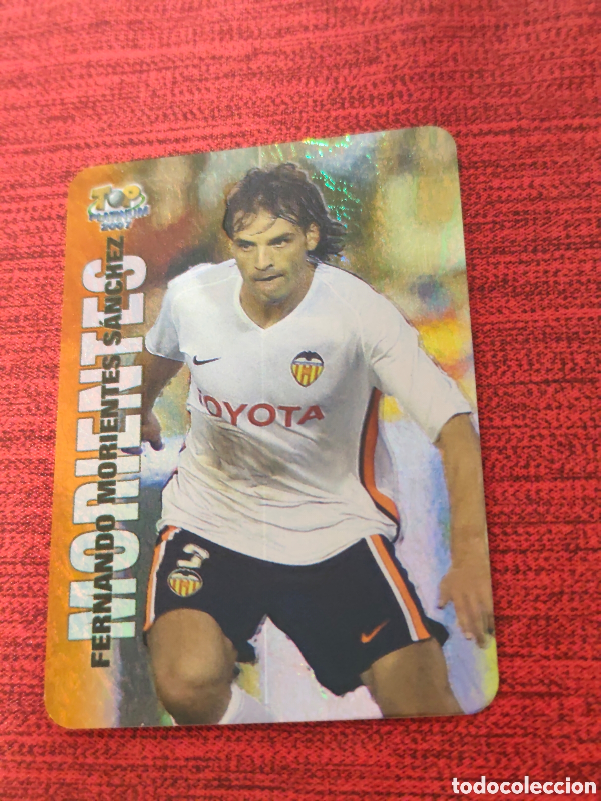 Cromos de f&uacute;tbol: 750 MORIENTES VALENCIA JASPEADO TOP PLATINUM MUNDICROMO 2006 2007