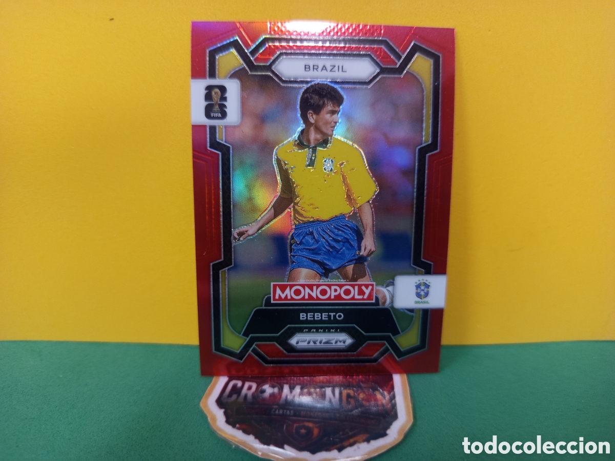 Cromos de f&uacute;tbol: ❇️ CROMO ⚽ BEBETO BRASIL PARALELA ROJA BORDE ROJO MONOPOLY PRIZM MUNDIAL 2026 PANINI ❇️