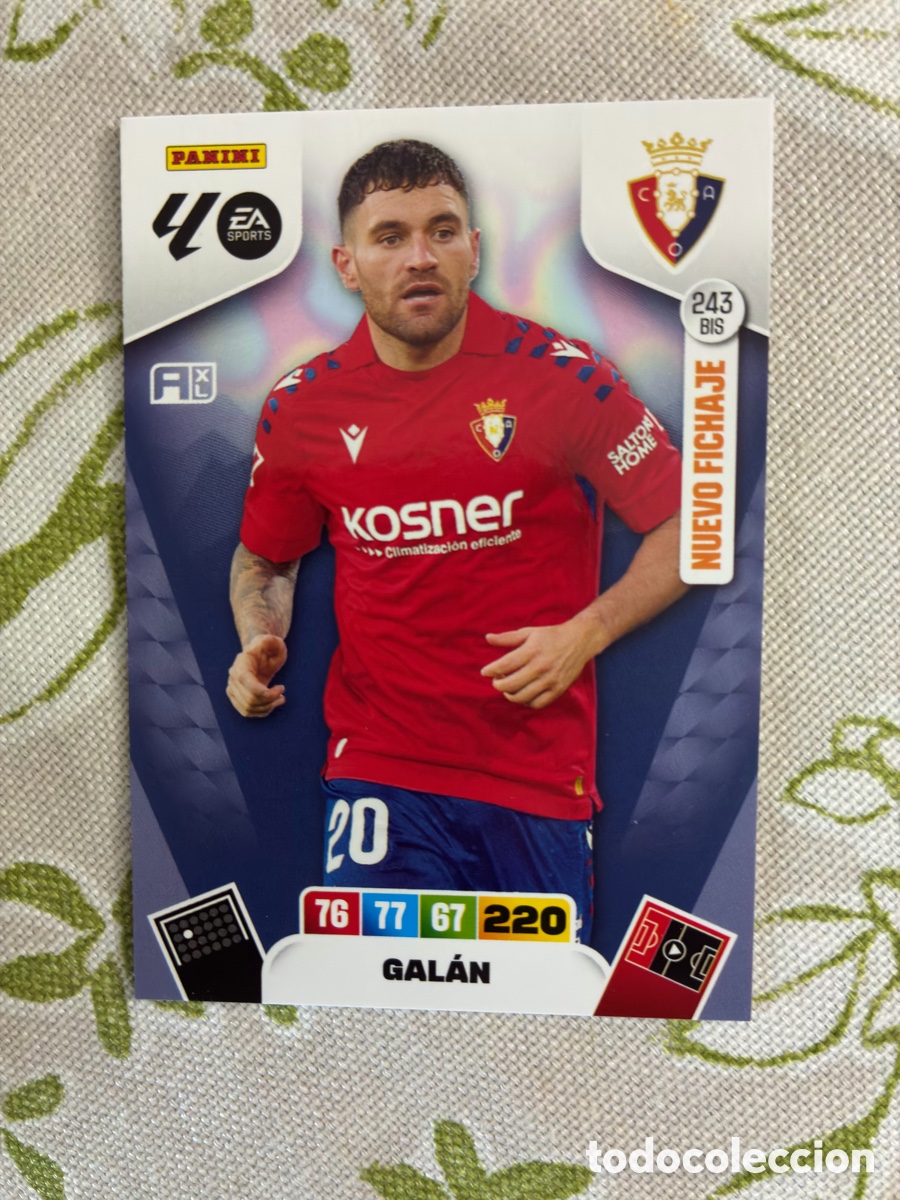 Cromos de f&uacute;tbol: Carta Javi Gal&aacute;n (CA Osasuna) N&ordm; 243 BIS &rdquo;Nuevo Fichaje&rdquo; - Adrenalyn XL 2025-26 Panini