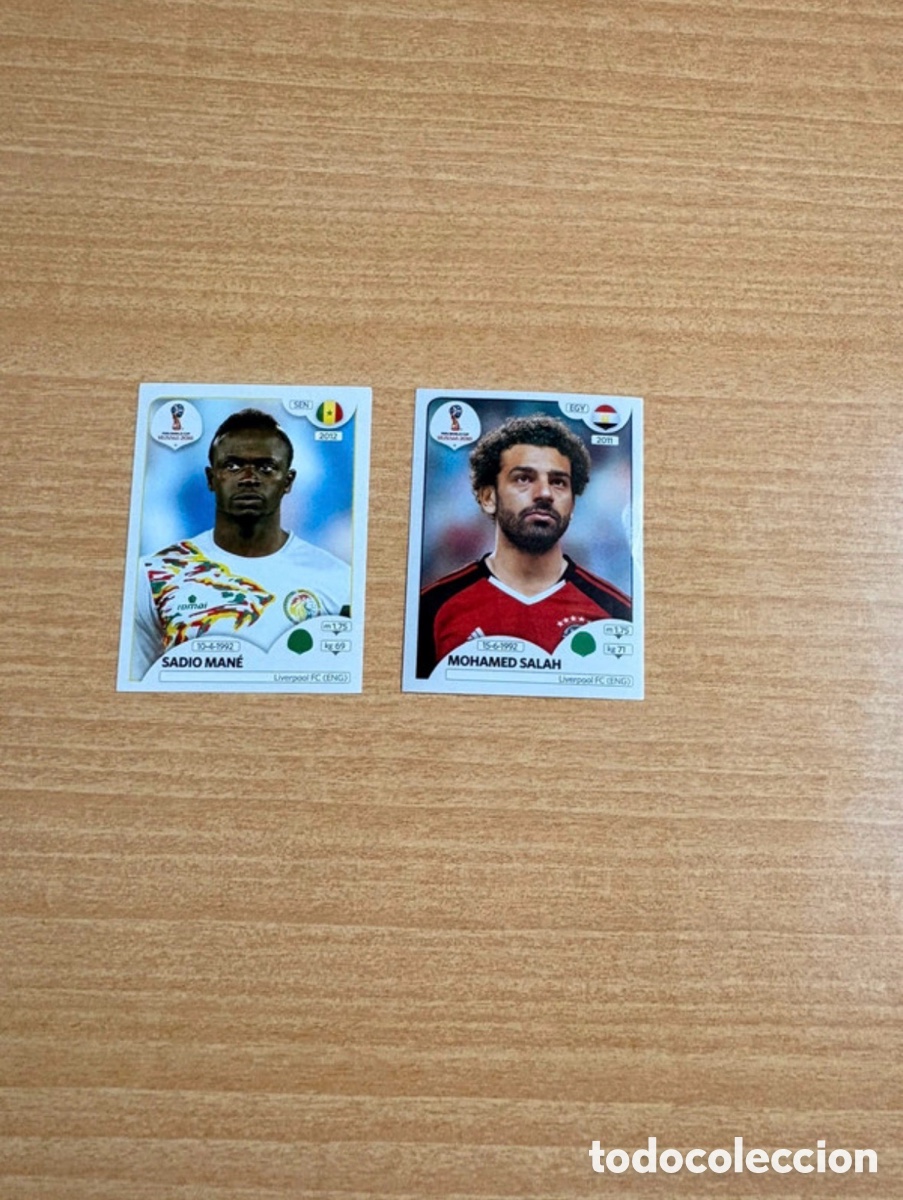Cromos de f&uacute;tbol: Cromos de Salah y man&eacute; mundial 2018