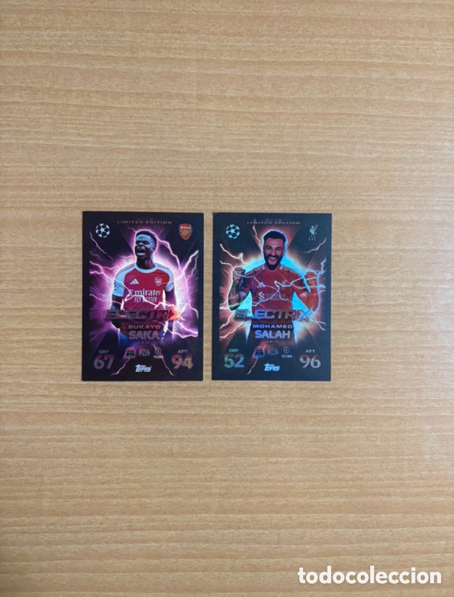 Cromos de f&uacute;tbol: Pack cartas Saka y Salah topps champions league league limited ediction